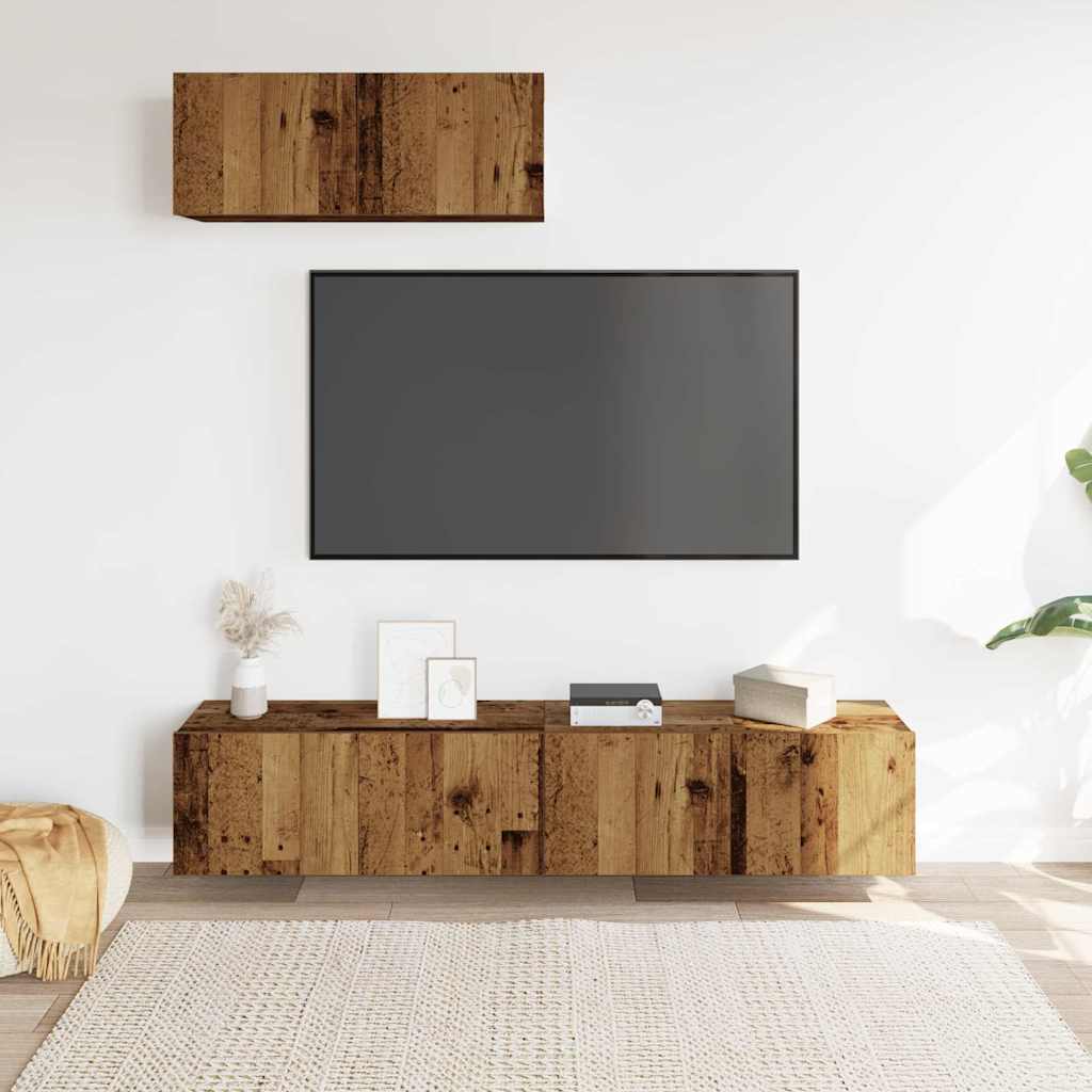 vidaXL Conjunto de mueble de TV 3 piezas montado la pared madera vieja