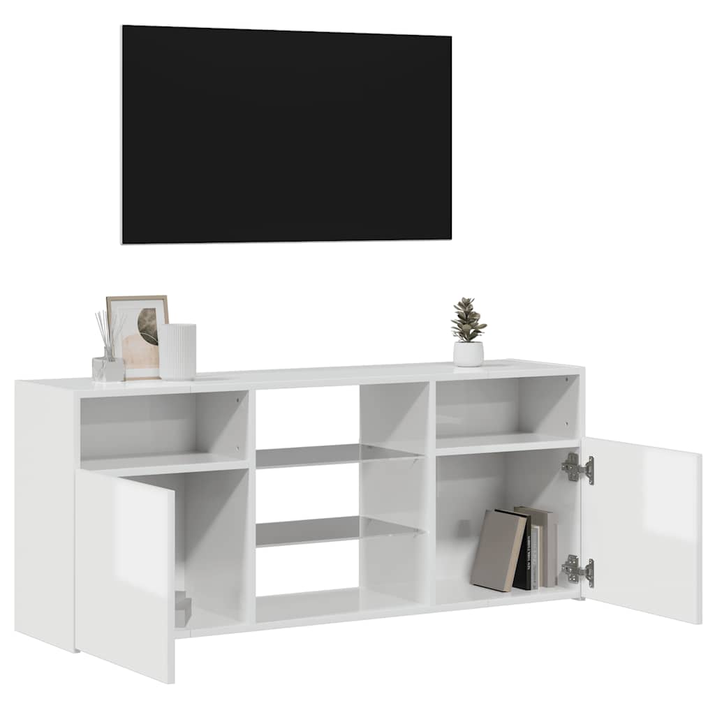 vidaXL Mueble de TV con luces LED blanco brillante 120x30x50 cm