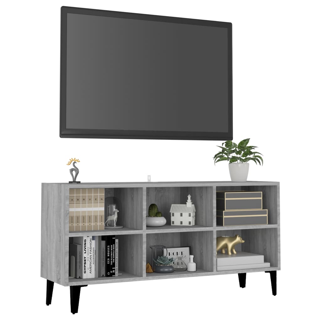 vidaXL Mueble de TV con patas de metal gris Sonoma 103,5x30x50 cm