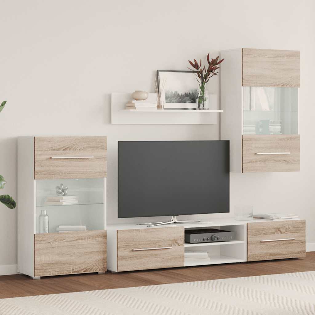vidaXL Muebles de TV 5 piezas con iluminación LED roble sonoma