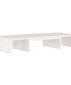 vidaXL Soporte de monitor madera maciza de pino blanco 60x24x10,5 cm