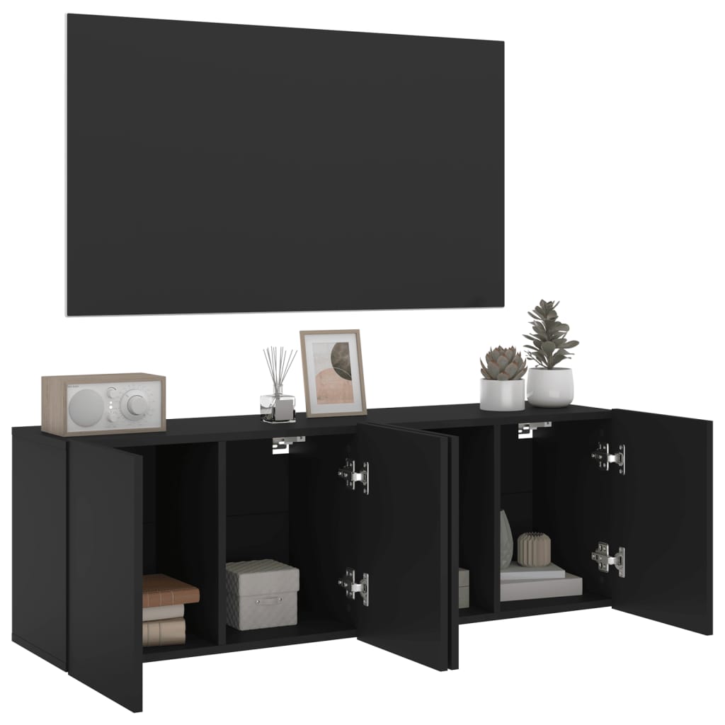 vidaXL Muebles para TV de pared 2 unidades negro 60x30x41 cm