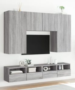 vidaXL Mueble de pared TV madera ingeniería Sonoma gris 100x30x30 cm