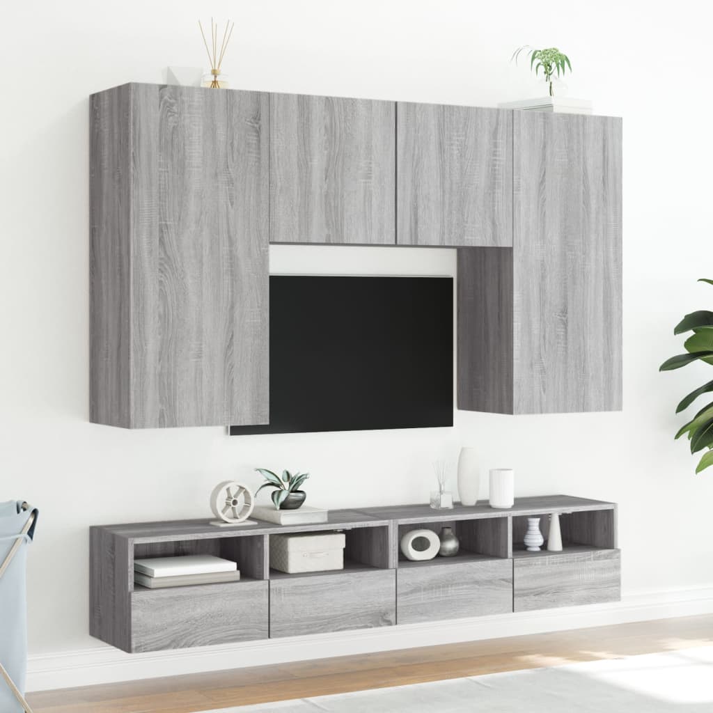 vidaXL Mueble de pared TV madera ingeniería Sonoma gris 100x30x30 cm