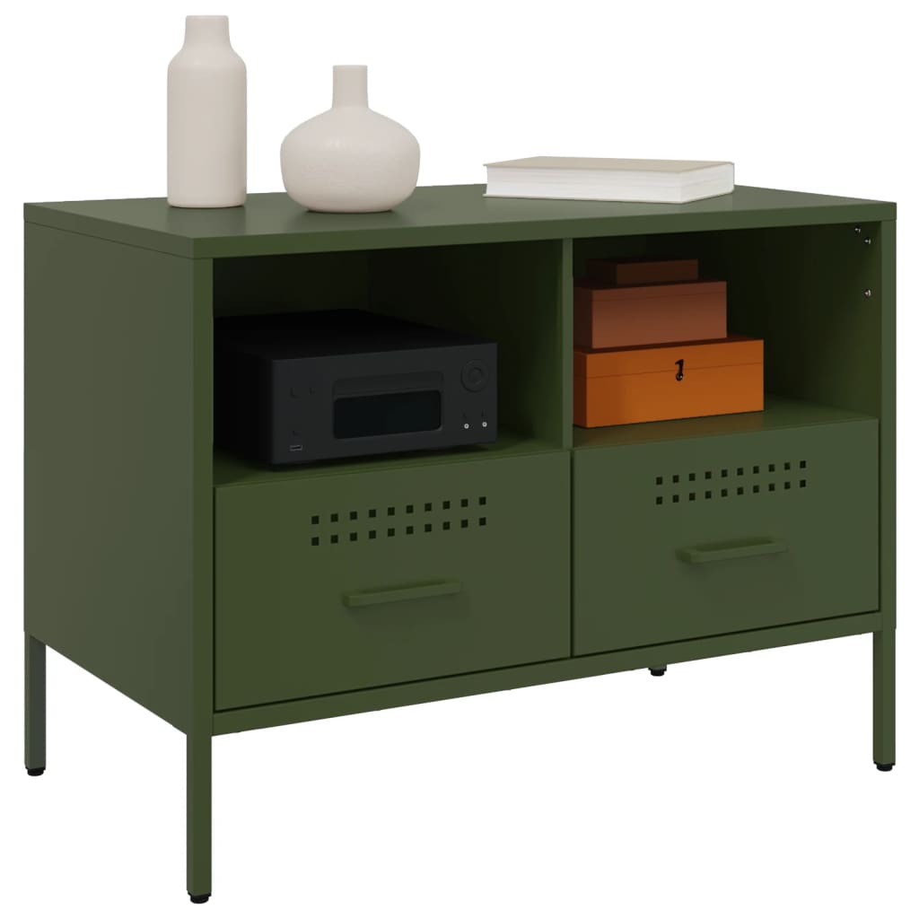 vidaXL Muebles para TV 2 unidades acero verde oliva 68x39x50,5 cm