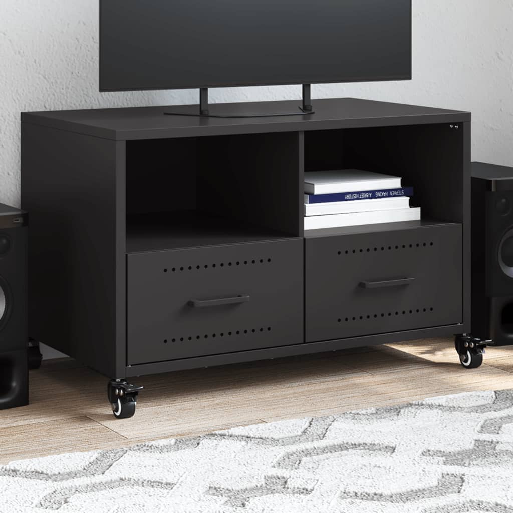vidaXL Mueble de TV acero negro 68x39x43,5 cm