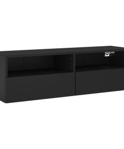 vidaXL Mueble de pared para TV madera de ingeniería negro 100x30x30 cm