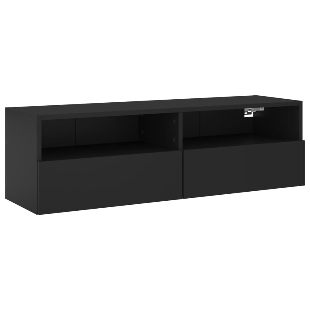 vidaXL Mueble de pared para TV madera de ingeniería negro 100x30x30 cm
