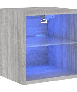 vidaXL Mueble de TV de pared con luces LED gris Sonoma 30x28,5x30 cm
