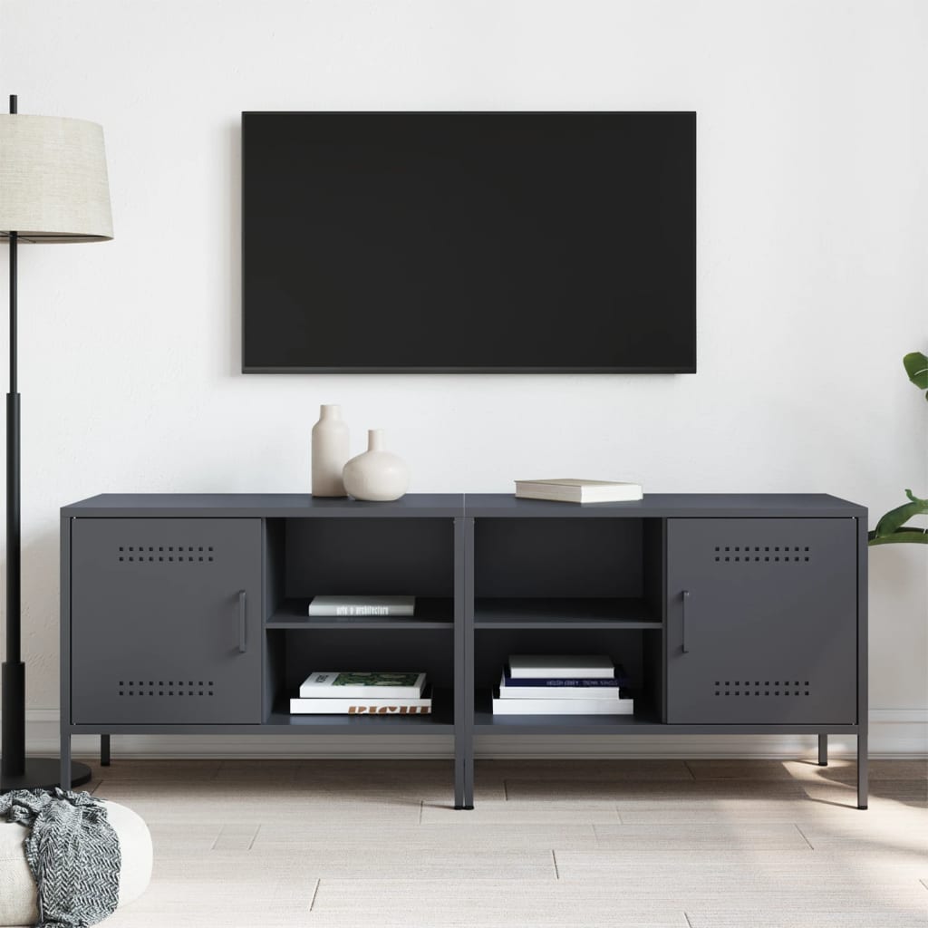 vidaXL Muebles de TV 2 unidades acero gris antracita 68x39x50,5 cm