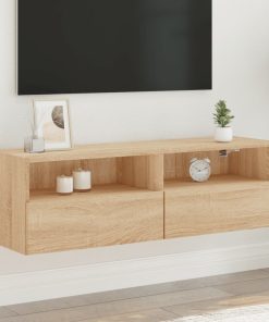 vidaXL Mueble de pared TV madera ingeniería roble Sonoma 100x30x30 cm