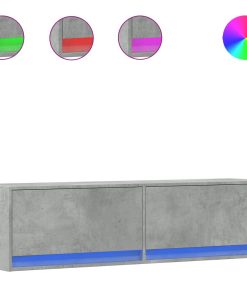 vidaXL Mueble de pared TV con luces LED gris hormigón 140x31x38 cm