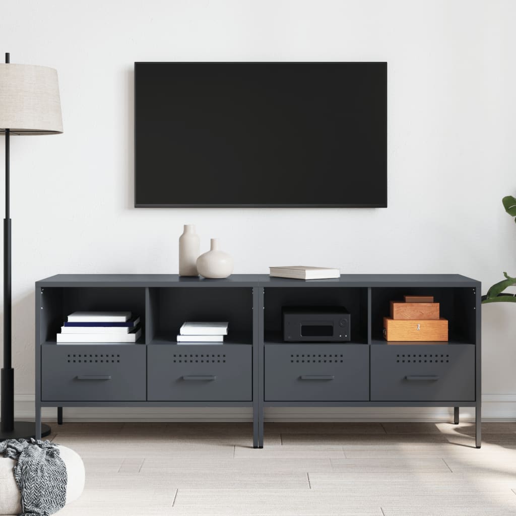 vidaXL Muebles para TV 2 unidades acero gris antracita 68x39x50,5 cm