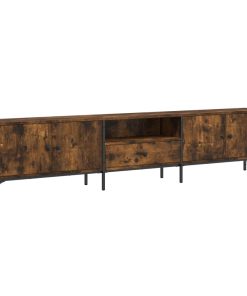 vidaXL Mueble de TV cajón madera ingeniería roble ahumado 200x25x44 cm