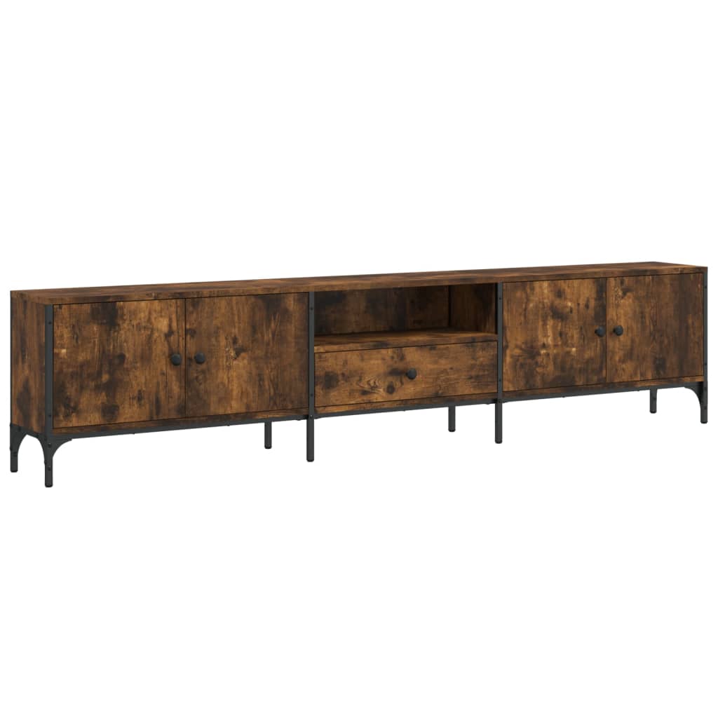 vidaXL Mueble de TV cajón madera ingeniería roble ahumado 200x25x44 cm