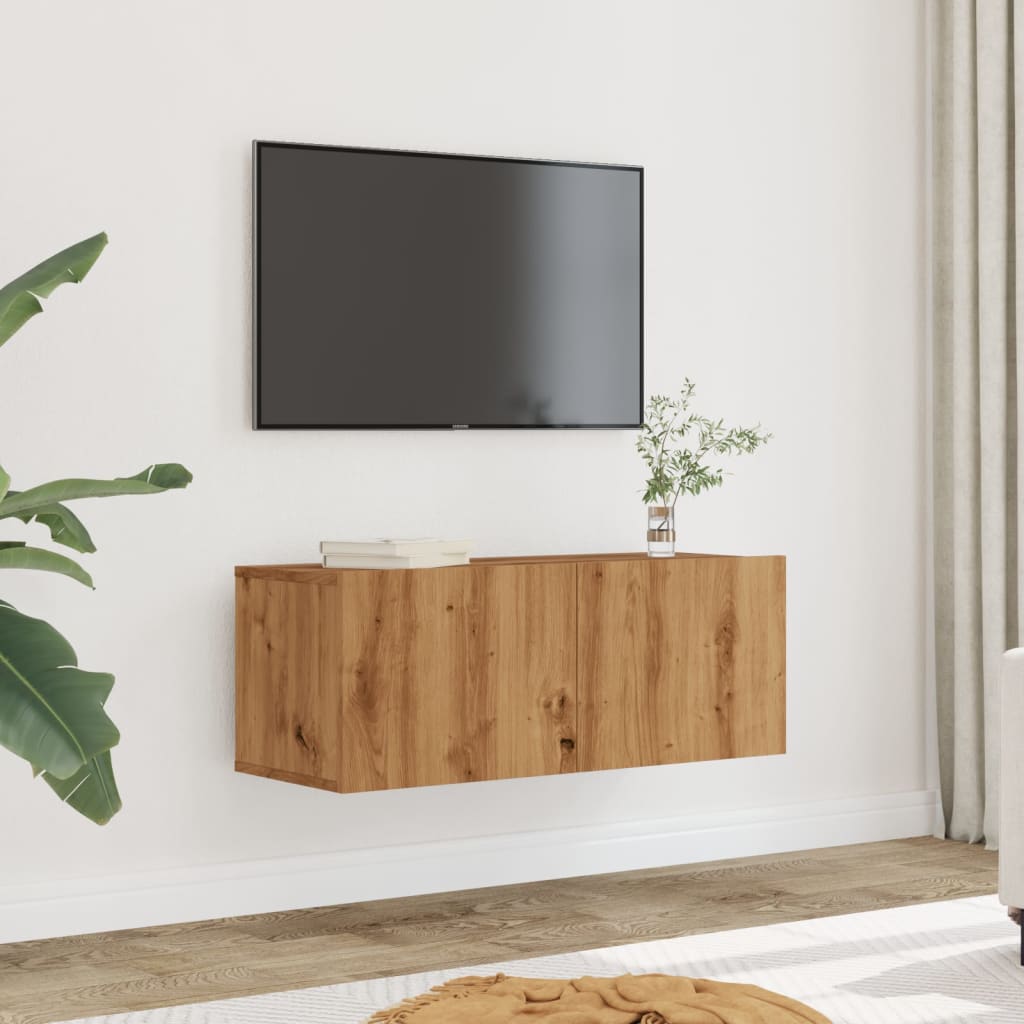 vidaXL Muebles para TV de pared 2 unidades roble artesanal 80x30x30 cm