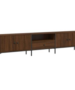 vidaXL Mueble de TV cajón madera ingeniería roble marrón 200x25x44 cm