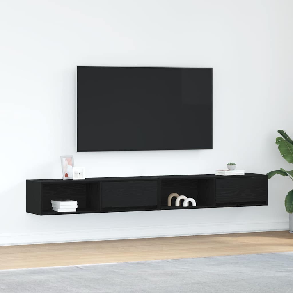 vidaXL Muebles de TV 2 uds Roble Negro 100x31x25,5cm Madera ingeniería
