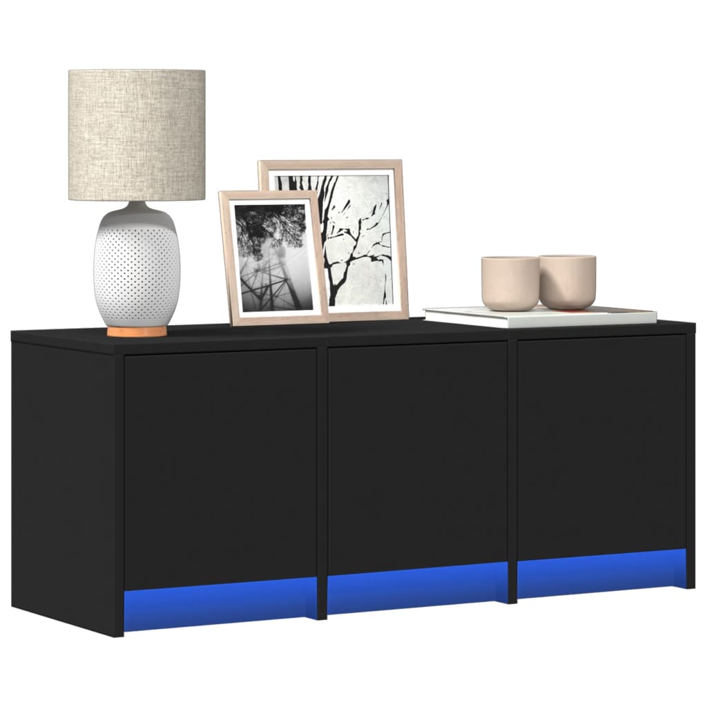 vidaXL Mueble de TV con LED madera de ingeniería negro 97x34x40 cm