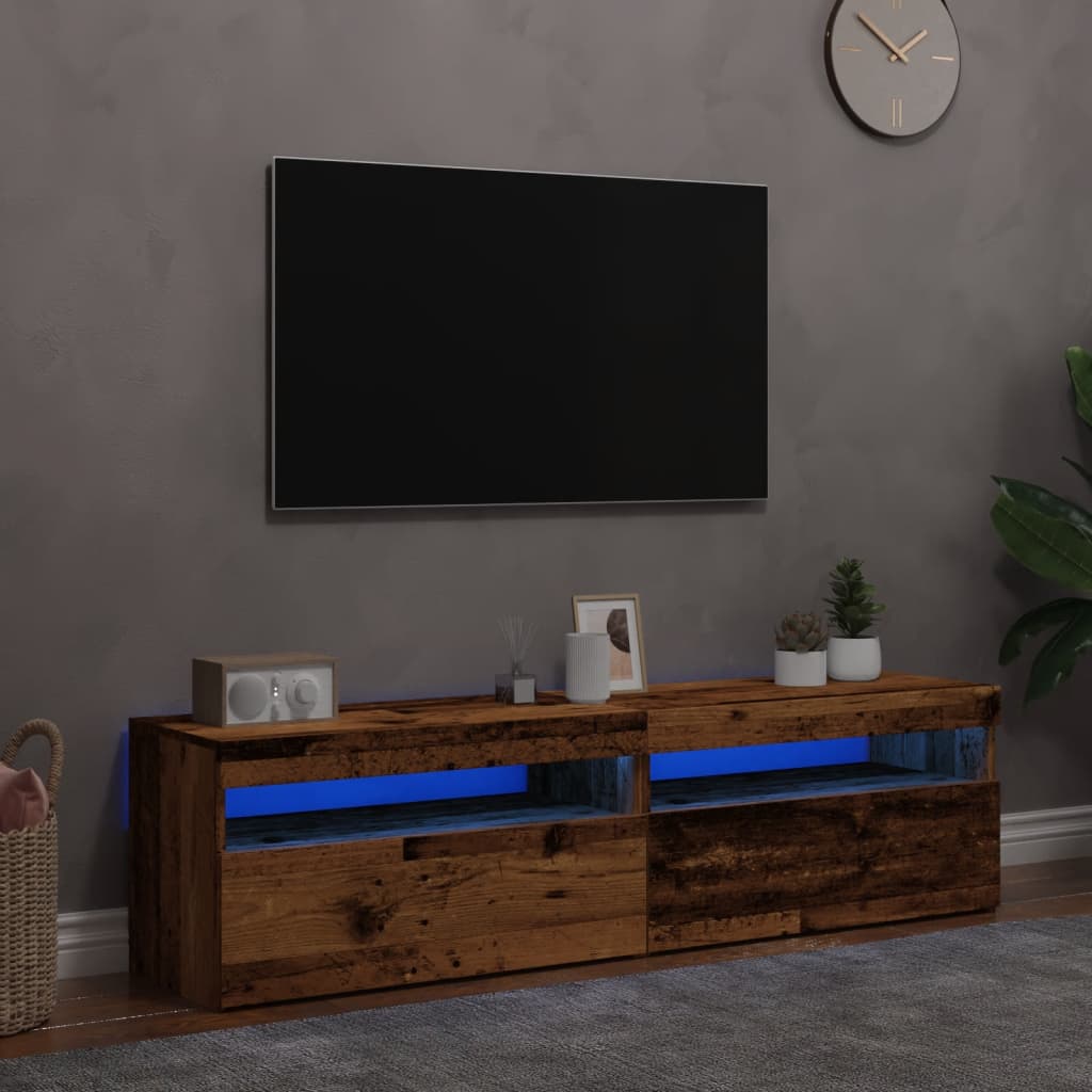 vidaXL Muebles de TV con luces LED 2 uds madera ingeniería envejecida