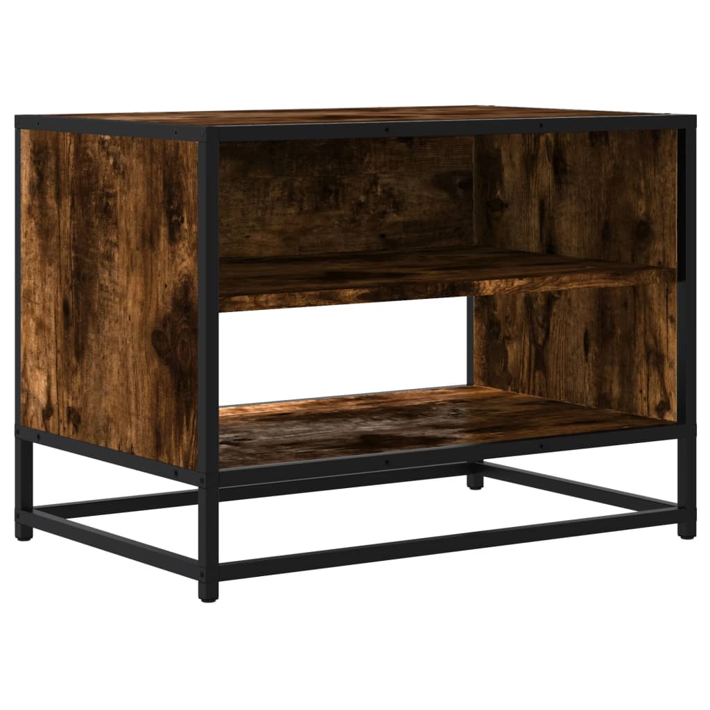 vidaXL Mueble TV metal y madera ingeniería roble humo 61x40x46 cm