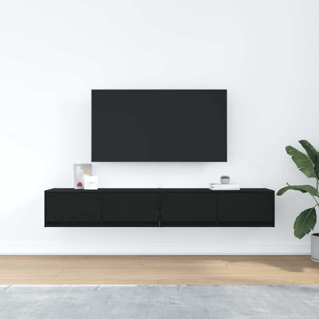 vidaXL Muebles de TV 2 uds Roble Negro 80x31x25,5 cm Madera ingeniería