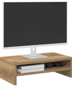 vidaXL Soporte mesa pantalla madera ingeniería roble 42x24x13 cm
