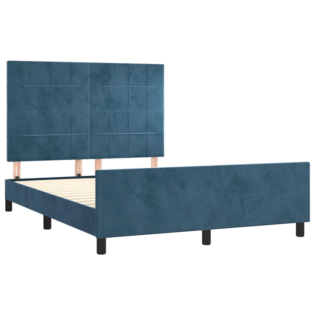 vidaXL Estructura de cama sin colchón terciopelo azul oscuro 140x200cm