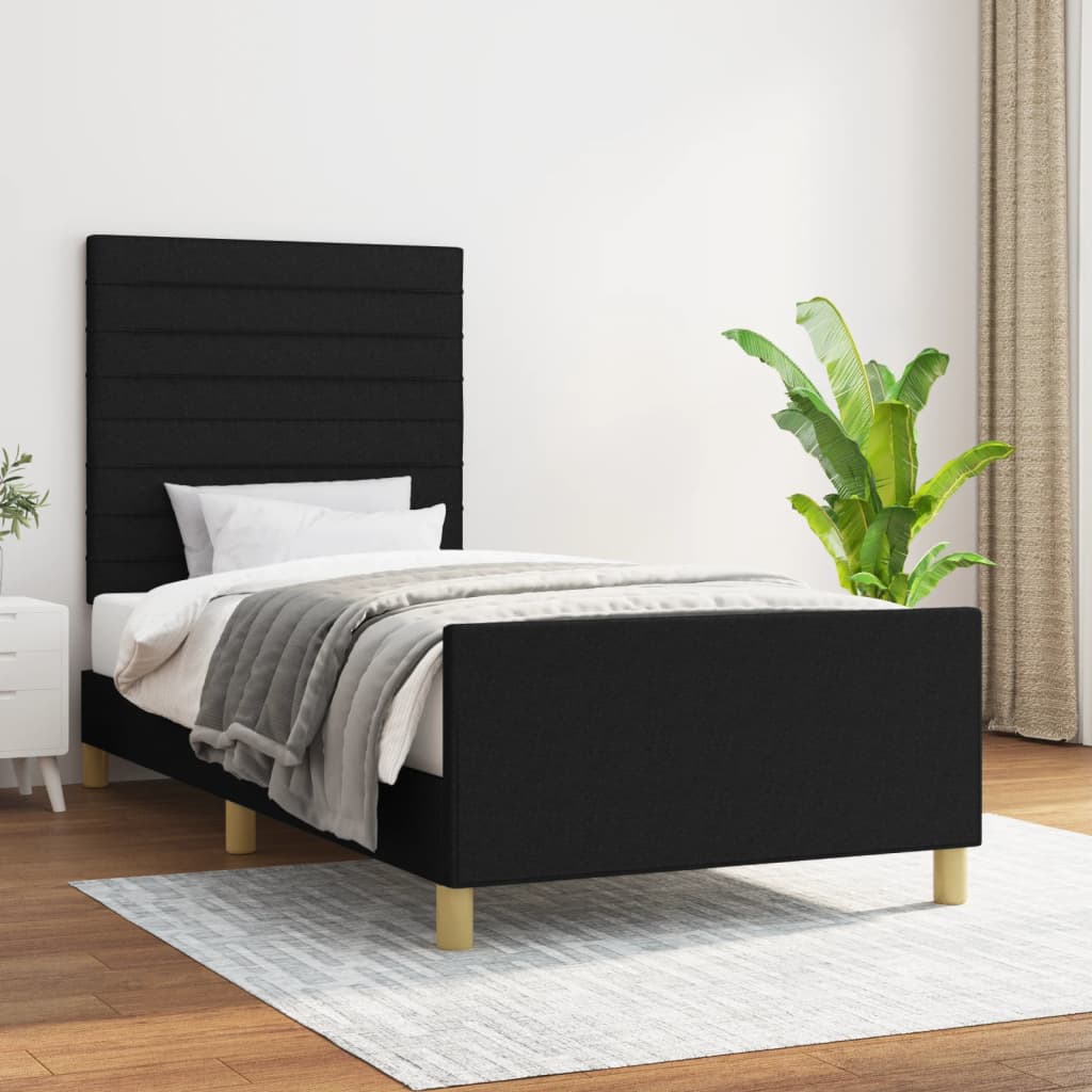 vidaXL Estructura de cama sin colchón tela negro 90x200 cm