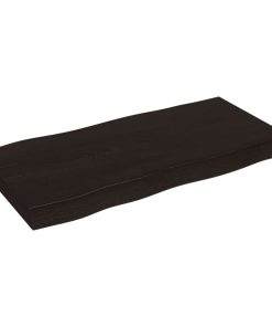 vidaXL Tablero mesa madera tratada borde vivo marrón 80x40x(2-6) cm