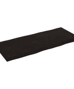 vidaXL Tablero mesa madera tratada borde vivo marrón 140x60x(2-6) cm