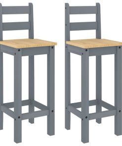 vidaXL Taburetes altos 2 uds madera maciza de pino gris