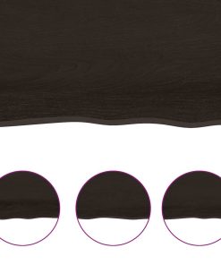 vidaXL Tablero mesa madera tratada borde vivo marrón 120x50x(2-6) cm