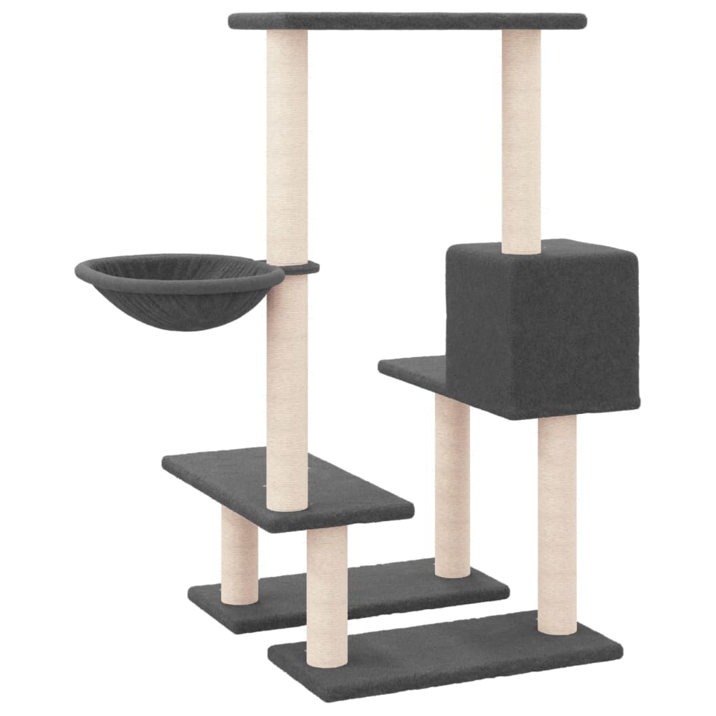 vidaXL Rascador para gatos con postes de sisal gris oscuro 94,5 cm