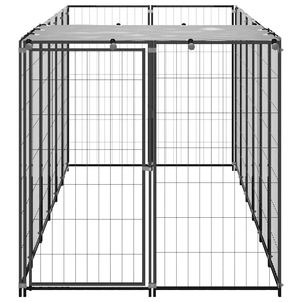 vidaXL Perrera de acero negro 330x110x110 cm