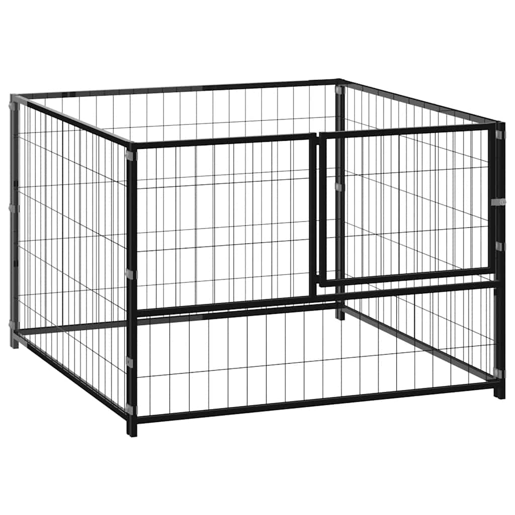 vidaXL Perrera de acero negro 100x100x70 cm
