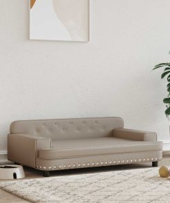 vidaXL Cama para perros de cuero sintético color capuchino 90x53x30 cm