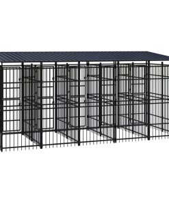 vidaXL Perrera de exterior con techo de acero 9,22 m²