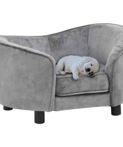 vidaXL Sofá para perros felpa gris 69x49x40 cm