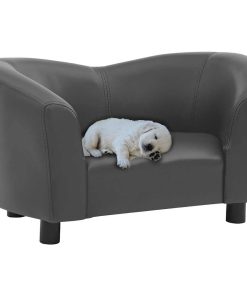 vidaXL Sofá para perros cuero sintético gris 67x41x39 cm