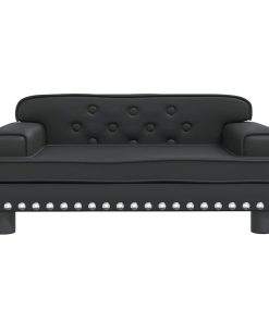 vidaXL Cama para perros de cuero sintético negra 70x45x30 cm