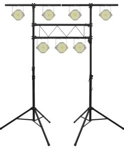 vidaXL Soporte de luces acero negro 238x115x(180-300) cm