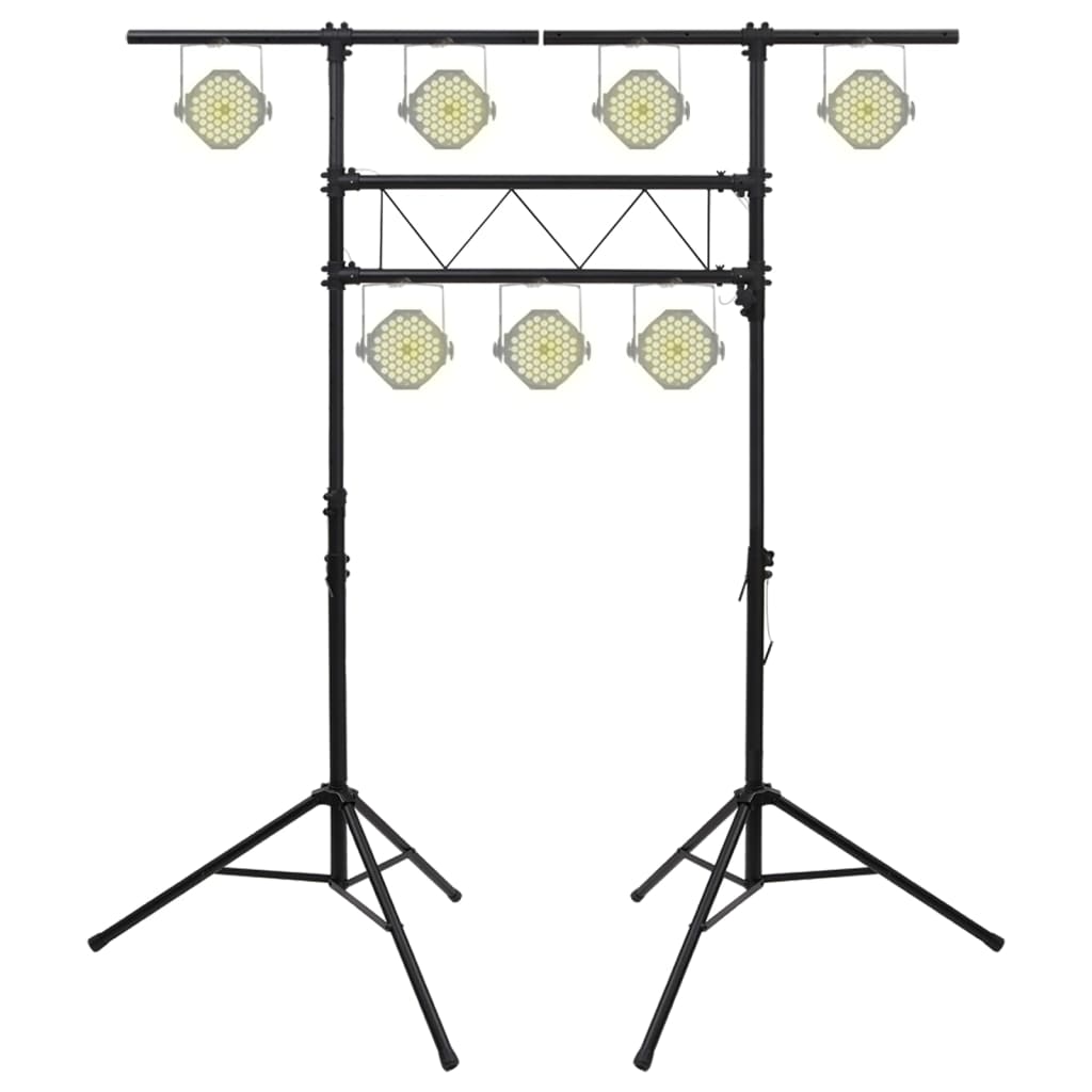 vidaXL Soporte de luces acero negro 238x115x(180-300) cm