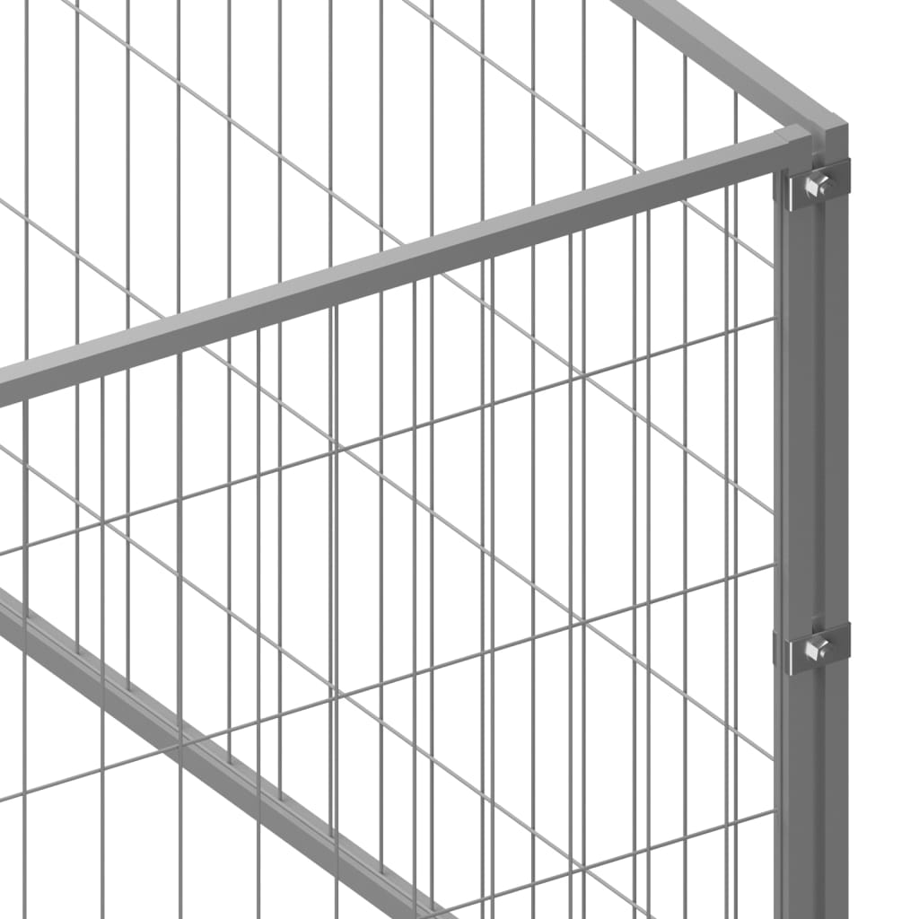 vidaXL Perrera plateada 20 m² acero
