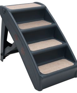 vidaXL Escalera para perros plegable de 4 peldaños gris oscuro