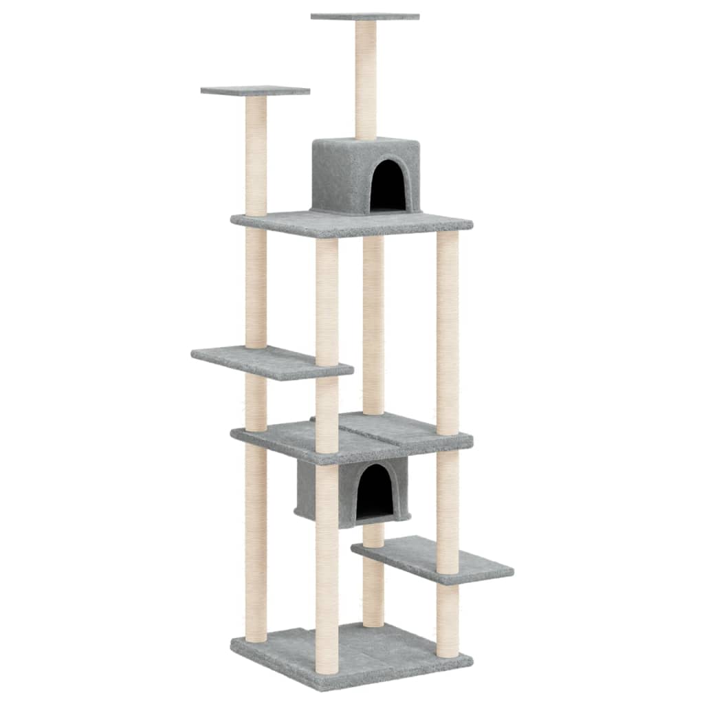 vidaXL Rascador para gatos con postes de sisal gris claro 176 cm