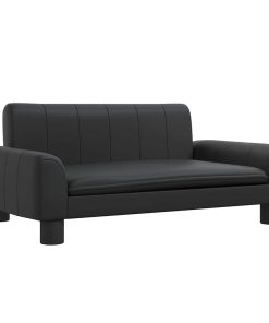 vidaXL Cama para perros de cuero sintético negra 70x45x30 cm