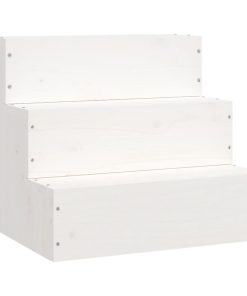 vidaXL Escalera para mascotas madera maciza pino blanco 40x37,5x35 cm