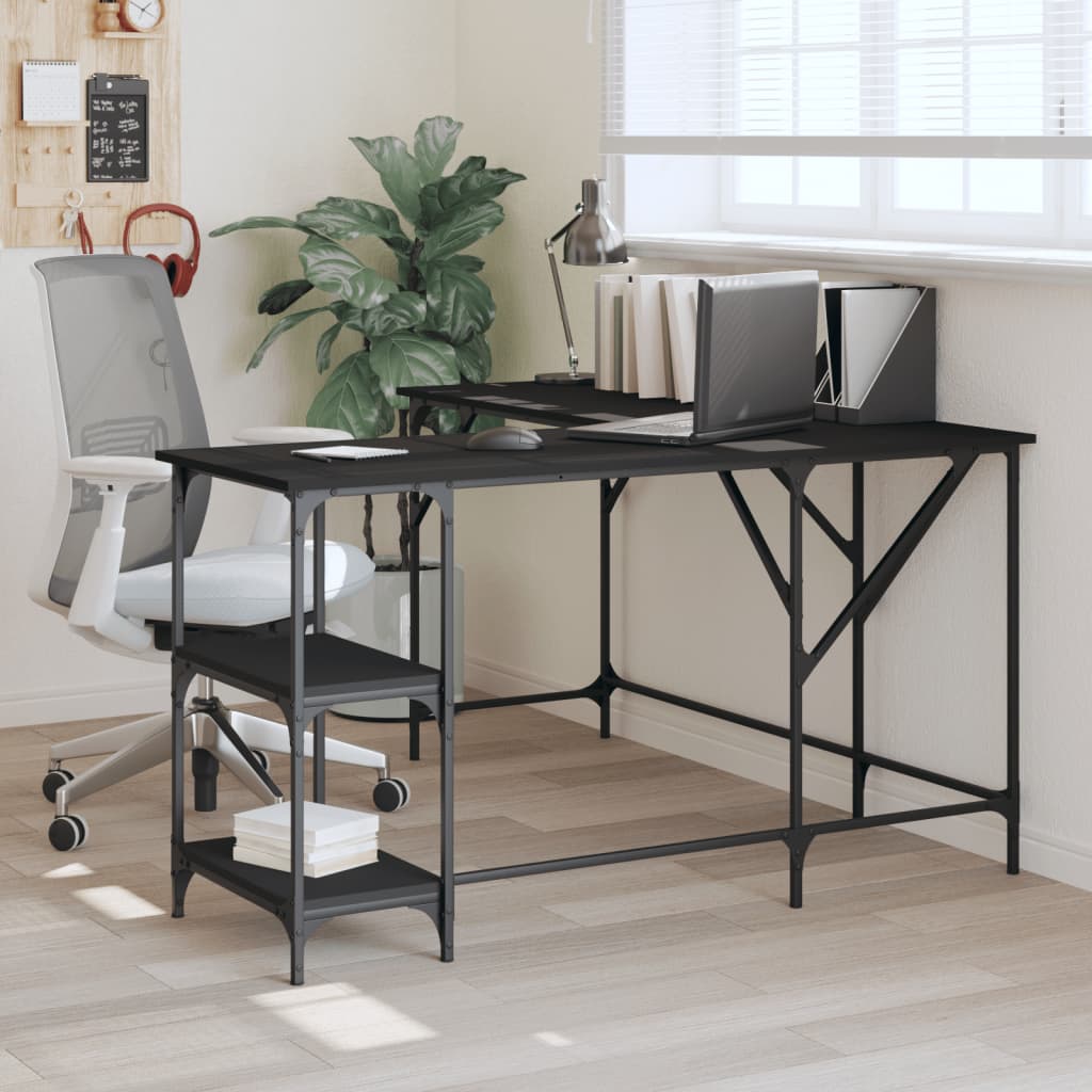vidaXL Escritorio madera de ingeniería negro 139x139x75 cm