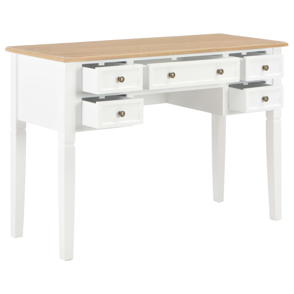 vidaXL Escritorio de madera blanco 109,5x45x77,5 cm